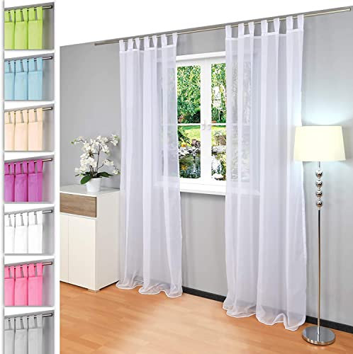 Gräfenstayn 2er-Set Venezia transparente einfarbige Gardine (LxB) 175x140cm mit Schlaufen und Öko-Tex Siegel Standard 100: „Geprüftes Vertrauen“ aus Voile (Weiß)