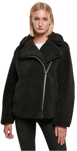 Urban Classics Women's Ladies Sherpa Biker Jacket, Black, S