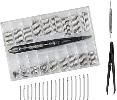 adspow 144 x Spring Bars for Watch Bracelet Pins 8-25 mm Stainless Steel Watch Strap Repair Kit