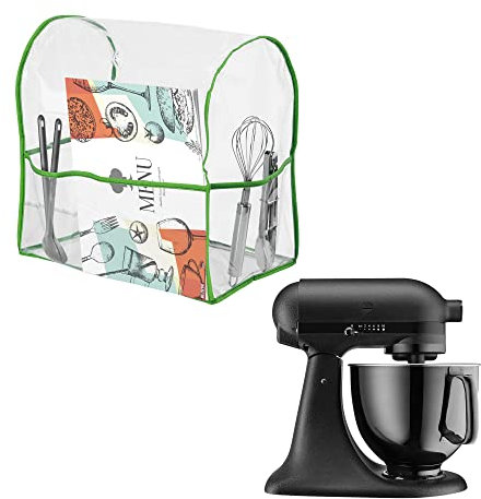kwmobile TPU Hülle transparent kompatibel mit KitchenAid 4,3-4,8 liter - mit 3 Fächern - Küchenmaschine Staubschutz Abdeckhaube in Transparent Hellgrün