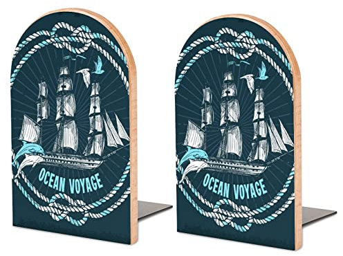 2Er-Pack Buchstütze Meer Boot Dekorative Buchstützen Bücherregal Bücherhalter Für Regale