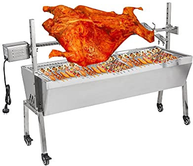 BBQ Rotisserie Grill, Charcoal Roast Machine Electric Roaster Kit Charcoal Bearing Lamb Spit Roaster Hog Roasting Machine with Adjustable Height for Outdoor Picnic Camping