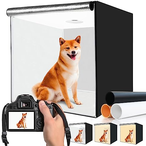 81,3 x 81,3 cm Fotostudio-Lichtbox für Fotografie, 3 Farben, 10-stufig verstellbare Fotobox mit weichem Lichttuch, 81,3 cm, professioneller Fotohintergrund, Zelte, weißes Licht, weiches Licht, warmes