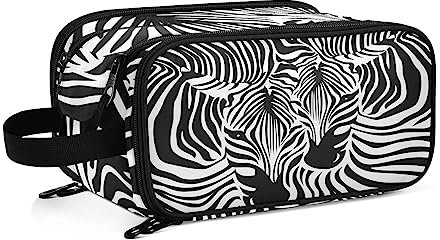 Kulturbeutel Zebra-Druck Große Kosmetiktasche Kulturtasche Waschtasche Make Up Tasche Waschbeutel Schminktasche für Damen Mädchen