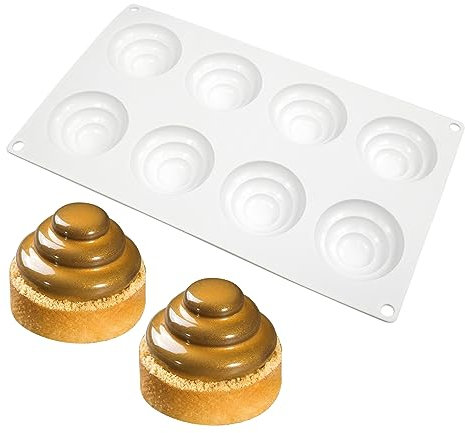 Silikon Französisch Mousse Kuchen Form 3D Backware DIY Schokolade Seife Kerze Form,8 Löcher Triple Stacking Pfannkuchen