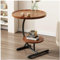 Table D'Appoint Ronde, Petite Table D Appoint, Table D Appoint Salon à 2 Niveaux En Forme De C, Petite Table Pour Ordinateur Portable,Table De Collation, Pour Salon, Chambre, 50×60cm (Couleur Noyer)