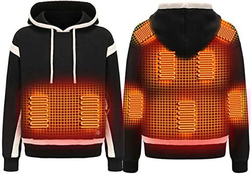 Zeiayuas Beheizbare Jacke Hoodie für Herren Damen Beheizte Heizweste Kapuzenpullover Heizung Bekleidung Winter Warm für Outdoor Camping Wandern Jagd, Casual Pullover Hoody mit Kapuze Heizmantel