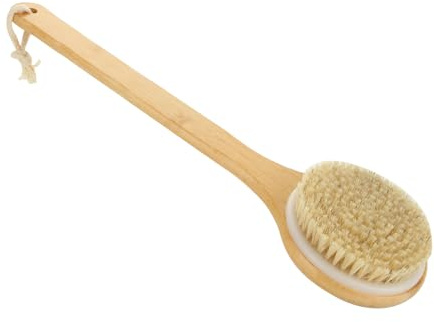 ASelected Brush Back Scrubber Long Handle Bath Shower Brush Dry Body Brush Natural Bristles Dry Skin Exfoliating Cellulite Brush for Washing Lymphatic Drainage Dry Skin Cellulite Scrub Massage Bathing