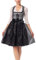 Dirndlparty Dirndl Damen, Trachtenkleid Midi 60cm Dirndl Damen Schwarz Dunkel mit Spitze Schürze Dirndlschürzen Dirndlkleid mit Seitentaschen für Oktoberfest Bavarian, Größe 34