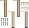 KMERCE 4pcs Pieds de Meuble Doré Métal, Pied de Table Moderne, Pieds Rechange pour Table Basse, Meuble TV, Armoire, Table à Manger, Lit, avec Vis+Base Antidérapante+Hauteur Réglable de 40-40.8cm