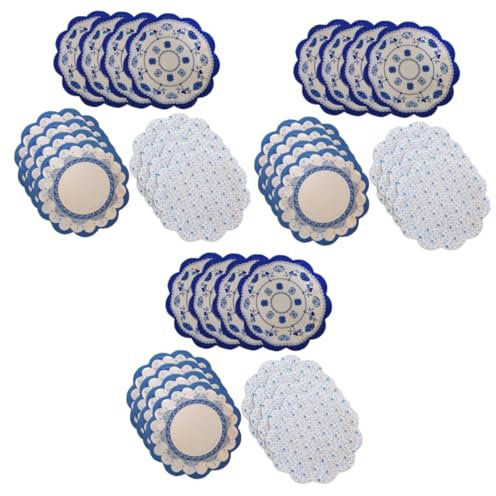 MAGICLULU 36 Pièces Assiettes Jetables Blanches Assiettes En Papier À Fleurs Bleues Assiettes À Dîner Assiettes Blanches Jetables Assiettes De Fête Jetables Assiettes De Fête