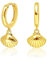 Mary & Jules Muschel Ohrringe Gold hängend, 925 Sterling Silber, vergoldet, aus reyceltem Silber, Creolen mit hübschen Muschel Anhänger, Sommer Ohrringe Creolen