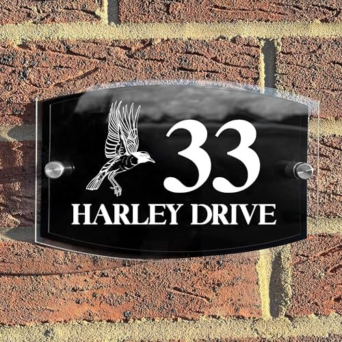 Red Ocean Personalised House Sign Door Number Plaque Custom Door Sign Name Plate Plaques Home Decor New Home Gift Acrylic House Sign Bird Door Sign