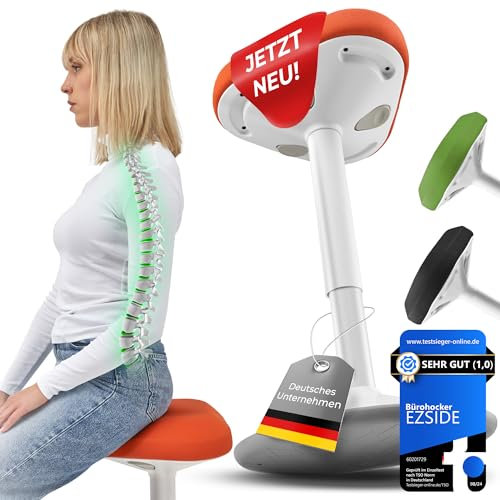 SMART-Sitzen: Bürohocker [PREMIUM QUALITÄT] Sitzhocker ergonomisch für Arbeit & Freizeit|Ergonomischer Hocker höhenverstellbar|Schwingeffekt [rutschfest] Stehhocker|Hocker für Homeoffice (Orange)