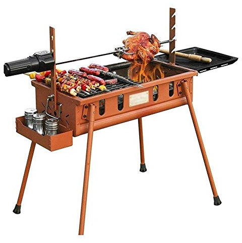 ALEjon Tragbarer klappbarer Holzkohlegrill für den Grill im Freien - Robust und langlebig, mit Picknickregal und kompaktem Design (52x52x27,5cm)