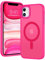GUAGUA Coque pour iPhone 11 Compatible avec MagSafe Protection Antichoc Qualité Militaire Dos Anti Rayures Étui Housse Arrière Translucide Givrée Anti-Empreintes Digitales,6.1'' (Rose Vif)