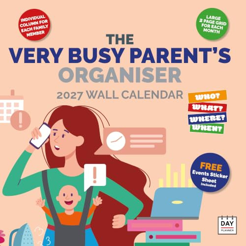 Dayplanner Publishing Very Busy Mum Planer Kalender 2025, großer quadratischer Wandkalender, 16 Monate, Busy Mum Planer, Geschenkkalender