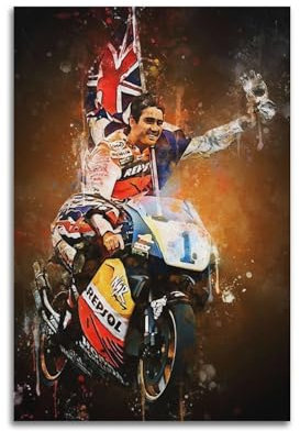 TESUXYEHH Poster, Motiv: Rennfahrer, Mick Doohan, dekoratives Gemälde, Leinwand, Wandposter und Kunstdruck, moderne Familienschlafzimmer-Dekoration, Poster, 20 x 30 cm