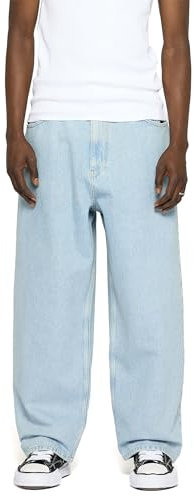 Burocs Skater Fit Jeans 90's Blue Jeans Herren 5 Pocket Style Mit YKK Reißverschluss 100% Baumwolle, Farbe:Bleached Blue, Hosengröße:W34 L32