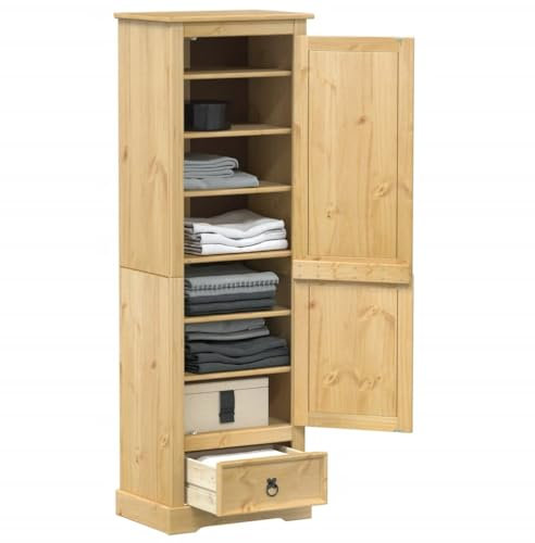 Willood Kleiderschrank Corona 55x38x170 cm Massivholz Kiefer Braun kleiderständer für das Schlafzimmer