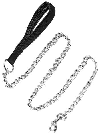 Metal Dog Training Lead, Chew Proof 3.93FT/1.2M Chain Leash with Soft Handle for Small to Large Dogs