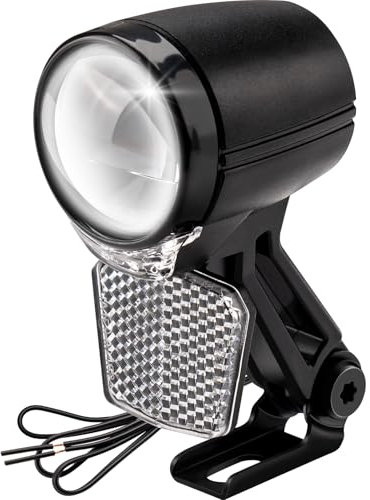 50 LUX E-Bike LED Fahrradlicht und StVZO, Fahrradlampe, Fahrrad Frontlicht, Fahrradleuchte vorne, Scheinwerfer mit Aluminium-Kühlplatte, schwarz
