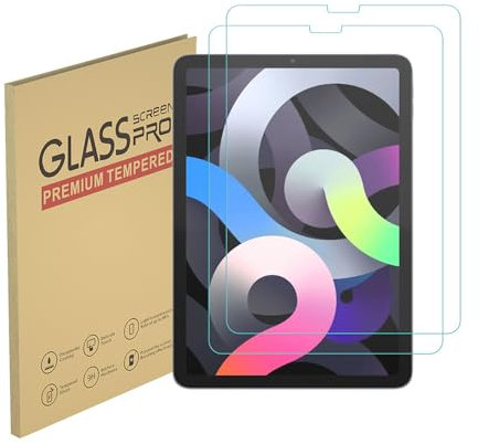 HYGMOCC Design pour Apple iPad Air 4 (2020) Protecteur d’écran en verre trempé de 10,9 pouces, anti-rayures, sans bulles, haute définition (paquet de 2)