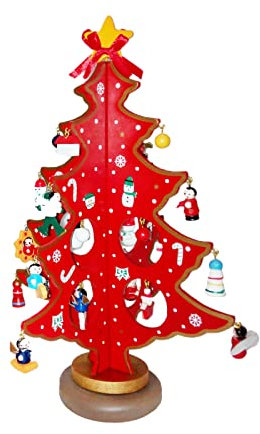 Wooden Christmas Tree Decor, Christmas Tree Desktop Ornament, Plywood DIY Hand Assembled Christmas Decoration Gifts Tabletop Window Decoration (A)
