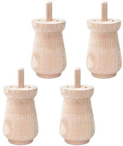 STOLMET Möbelbein aus Buchenholz Möbelfüße aus Holz Möbelfuß Unlackiert Sofa Couch Stuhl Ottomane Schrank 90 mm Höhe Rohholz 4 Stück TOE47
