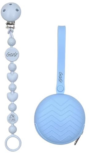 Portaciuccio, Portasucchietto IN SILICONE, Catenella portaciuccio personalizzata con nome BUBBLE GHIACCIO BABYJART, ULTRA LEGGERA, lavabile, sicura per il bambino, compatibile con ciuccio MAM e CHICCO