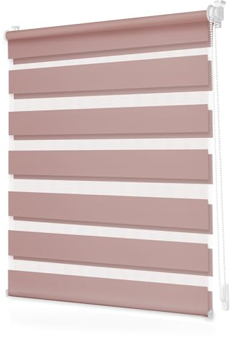 Lichtblick Duo Rollo ohne Bohren Blickdicht Altrosa 75 cm x 130 cm (B x L) | Duo Rollo, Rollos für Fenster ohne Bohren, Montage ohne Bohren, Mit Lichtfilter, Klemm-Montage, Sonnenschutz, Klemmbar