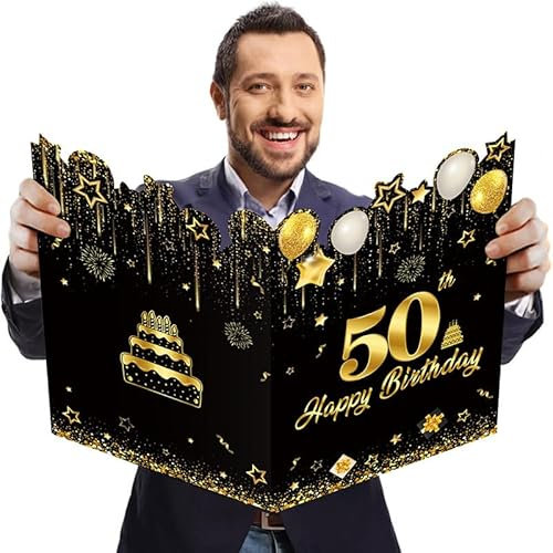 AIBAOBAO Biglietto Auguri 50 anni donna uomo, 42.5 x 30 cm, biglietti Auguri Compleanno Grande, Biglietto di Buon Compleanno, Originali Divertenti Personalizzati Festa Regali 50 anni Donna Uomo