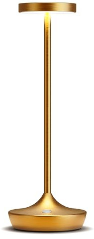 YIKUI Tischlampe Kabellose, Schlafzimmer Restaurant 3 Farben Dimmbare LED Tischleuchte, 6000 mAh IP54 Außenbereich Camping Tischleuchte (Gold)