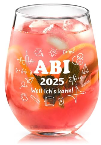 Joymaking Weinglas mit Spruch - ABI 2025, Abitur 2025 Geschenke für Freunde Kinder, Abi 2025 Deko Weinglas 17oz