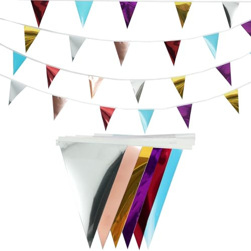 Schulkind Wimpelkette Outdoor Pastell 4 Stück– GREATRIL 16 M Girlande Kinderzimmer Wetterfest Stoff Wimpel für Einschulung Klassentreffen Abschluss Garten Geburtstag Karneval Ostern Party Deko
