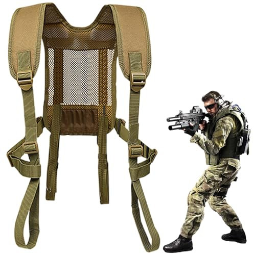 SHITOOMFE Taktische Hosenträger für Männer, taktischer Kabelbaum, Schnellfreisetzungsmultifunktional H-Harmess mit Schnallen und verstellbaren Hosenträgern Universal Outdoor Brust-Mini-Rigs