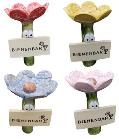 4 Stück Bienentränke Insektentränke für Garten, Bienen Insekten Trinkbecher in Blumenform, Bienenbecher Tränkestationen für Bienen Schmetterling, Bienentränke Station für Durstige Bestäuber