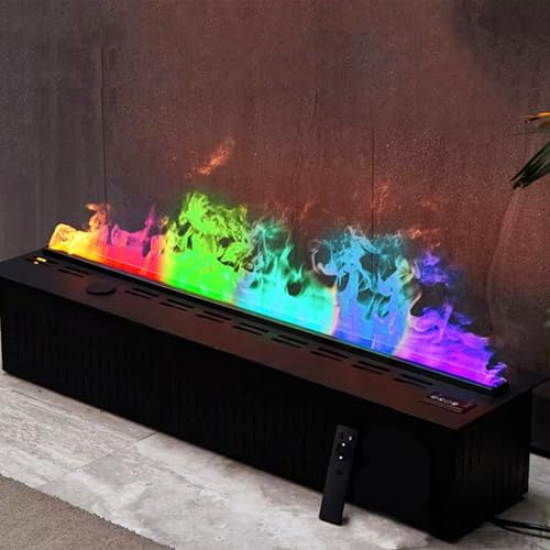 Chimenea Eléctrica De Vapor De Agua 3D,Chimenea Con Efecto De Llama LED Multicolor,Humidificador De Chimenea Con Llenado Automático De Agua,Control Remoto/Táctil,150x24x18cm/59x9.4x7in