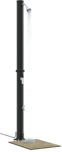 vidaXL Outdoor Solar Shower Black 217 cm PVC and aluminium, Garden and Terrace Modern Shower, Cylindrical, Eco-Friendly, Durable, Rotatable, Summer Relaxation, Outdoor Use, Heat