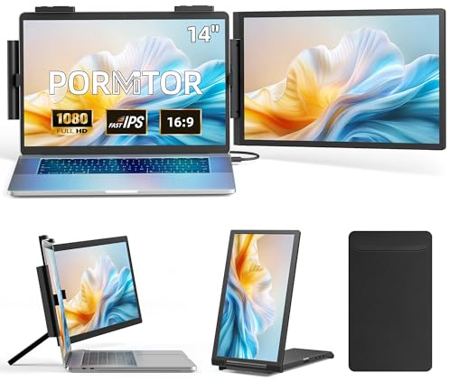 Extensión de pantalla para laptop, 14 pulgadas FHD 1080P IPS extensor de pantalla para portátil con puerto USB C/HDMI, Plug and Play, monitor portátil extendido para Windows/Mac/Android/Switch/PS5