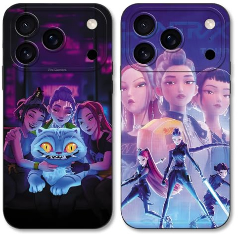 2 Stück Schutzhülle für iPhone 17 Pro Hülle 6.3 Zoll, Cartoon AI Hunters Idol Zoey Rumi Mira Korea Musik Kpop Sänger Muster für Mädchen Fans Phone Case Handyhülle Stoßfest TPU Ultra Dünn Cover