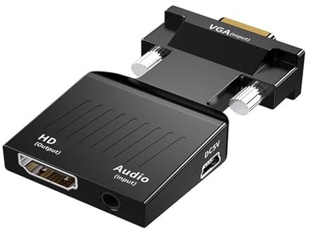 GleamGlide Adattatore VGA a HDMI con audio 1080P 60Hz convertitore VGA a HDMI maschio a femmina per PC Laptop Desktop Computer a Monitor Proiettore HDTV TV Stick Video Trasmissione HDMI Adattatore