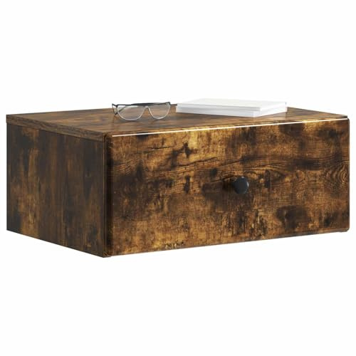 vidaXL Wandmontierter Nachttisch 2 pcs Geräucherte Eiche Holzwerkstoff, Moderne Schlafzimmermöbel, rechteckiger Nachttisch mit viel Stauraum, kompakter Tisch für kleine Räume