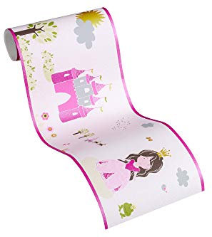 A.S. Création Bordüre Little Stars Borte Prinzessin 5,00 m x 0,17 m bunt rosa Made in Germany 358531 35853-1