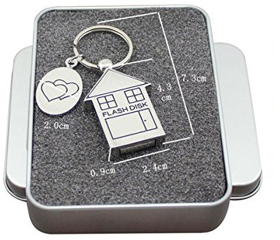 FeliSun Forma Della Casa Chiavetta USB 3.0 16GB 32GB 64GB Flash Drive Memoria Flash PenDrive Metallo con Portachiavi per PC, Television, Car,Archiviazione e Trasferimento Dati Esterni (16GB)