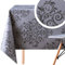 KP HOME Waterproof PVC Table Cloth Wipe Clean - Rectangular Oilcloth 78x55in | 200x140cm - Embossed oriental Baroque Vinyl Tablecloth - Dinning or Outdoor Plastic Table Cover in Dark Grey