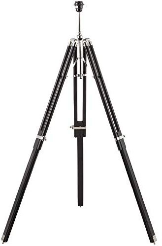 Height Adjustable 3 Leg Free Standing Tripod Floor Lamp – Nickel Plate & Sheesham Mango Wood (Base only) –60W Max E27 Bulb Mood Lighting– Modern Living Room Lounge Reading Light with Foot Switch LED