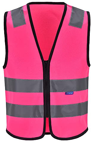 AYKRM Mehrere farben, Unisex hochsichtbare Warnweste Hohe Sichtbarkeit Warnweste Reflektierende Weste Reißverschluss Sicherheitswesten EN ISO 20471 (XL, Pink)