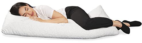 EnerPlex Jamais Plat Oreiller De Corps, Certipur-Nous en Mousse À Mémoire Déchiqueté Réglable Certifié Oreiller De Corps De Luxe, Lavable en Machine, Couverture en Bambou|Crème|Body Pillow 54x 20