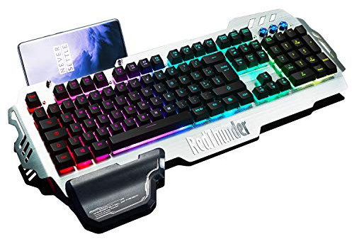 RedThunder K900 Tastiera Gaming Semi-Meccanica, Layout QWERTY IT, Retroilluminata RGB, Pannello in Metallo, 26 Tasti Anti-Ghosting, Per Giocatori di PC/Portatile/Xbox